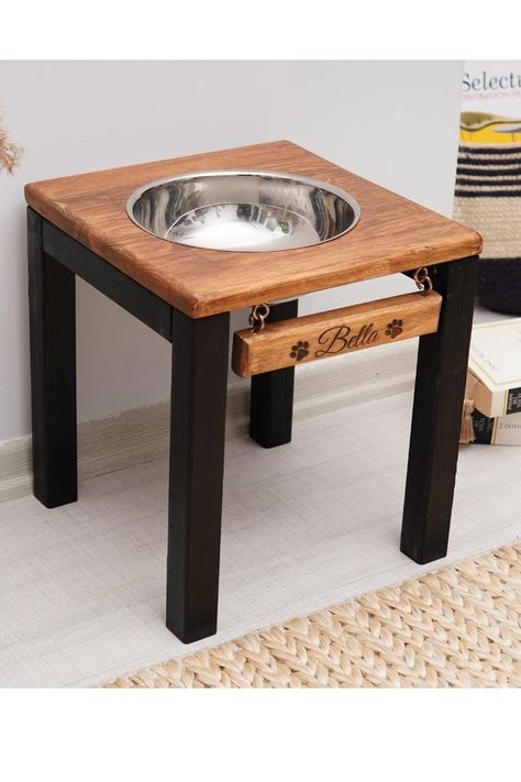 Dog Food Bowl Stand, Dog Dishes, Raised Dog Feeder, Elevated Dog Bowls, Dog Bowl Stand, Dog Name Tags, Dog Food Bowls, Dog Feeder, Food Table