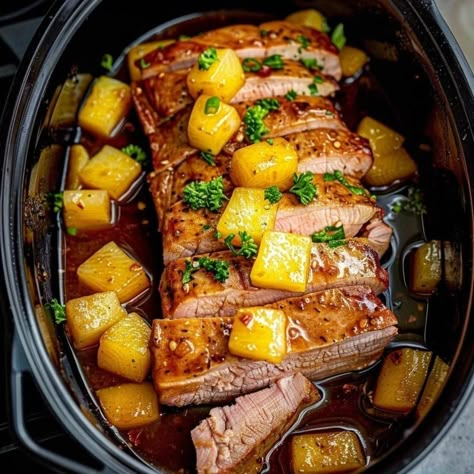 This dish is so delicious, I can’t control myself. Send help! Slow Cooker Pineapple Pork Loin, Slow Cooker Pineapple Pork, Barbecue Sandwiches, Pineapple Pork, Crockpot Ham, Slow Cooked Pork, Pork Loin Roast, Send Help, Super Busy