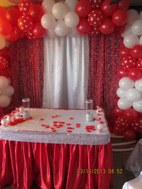 RED AND WHITE backdrop, interested, check us out on FaceBook @ NYC balloon squad Red White Birthday Decoration, Red And White Theme Birthday Party, Red White Balloon Decorations, White And Red Party Decorations, White And Red Birthday Decoration, Red Backdrop Ideas, Red And White Decorations Party, Red And Silver Birthday Decorations, Red And White Birthday Party Decorations