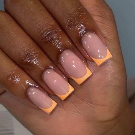 Nail Art Orange, Almond Acrylic Nails Designs, Orange Acrylic Nails, Short Square Nails, French Tip Acrylic Nails, Short Square Acrylic Nails, Nails Only, Acrylic Nails Coffin Short, Square Acrylic Nails