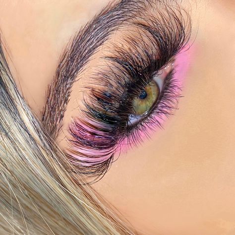 Lash Highlights, Pink Lashes, Barbie Pink Color, Eyelash Extensions Classic, Color Lashes, Natural Fake Eyelashes, Dark Makeup Looks, Lashes Fake Eyelashes, White Eyelashes