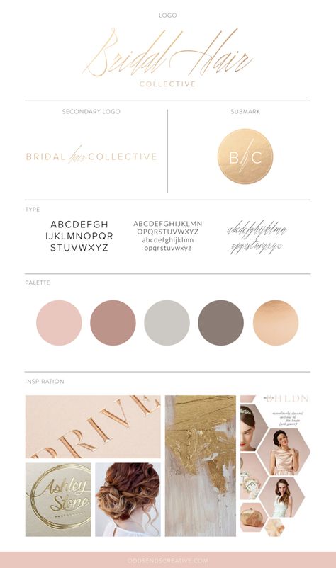 Metallic Branding Design, Rose Gold Website Design, Rose Gold Branding Palette, Bridal Graphic Design, Gold Website Design, Bridal Website, Rose Gold Branding, Candle Website, Feminine Logo Inspiration