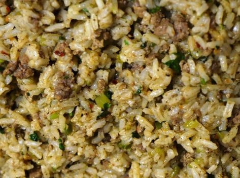 New Orleans Dirty Rice Recipe | Just A Pinch Recipes New Orleans Dirty Rice Recipe, Cajun Rice Recipe, Cajun Rice, Dirty Rice Recipe, Recipe Organizer, New Orleans Recipes, Cajun Dishes, Dirty Rice, Cajun Cooking