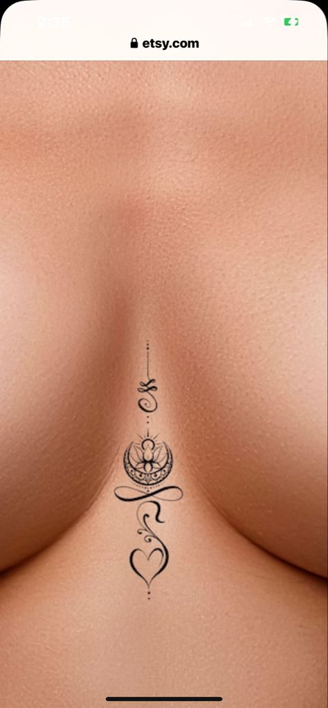 Small Cleavage Tattoos Women, Sternum Tattoo Designs For Women, Tattoo Ideas Female Breast, Woman Chest Tattoo Middle, Tattoo Near Breast, Between The Breast Tattoo, Tattoo Ideas Female Between Breast, Tattoo Entre Sein, Under Breast Tattoo Ideas