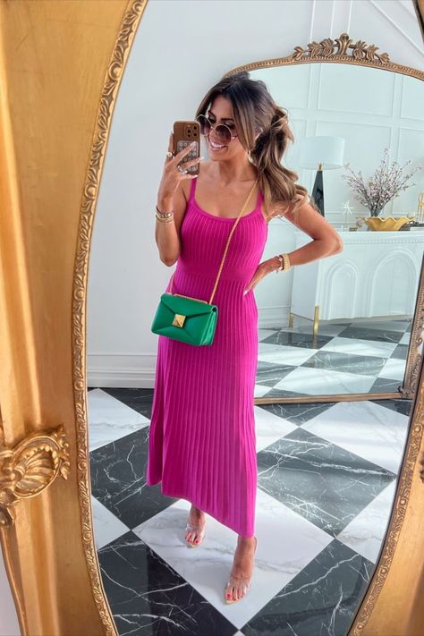 Hot Pink Maxi Dress Outfit, Hot Pink Dress Outfit Casual, Pink Maxi Dress Outfit, Pink Dress Outfit Casual, Hot Pink Dress Outfit, Maxi Pink Dress, Emily Ann Gemma, Hot Pink Maxi Dress, Pink Dress Outfits