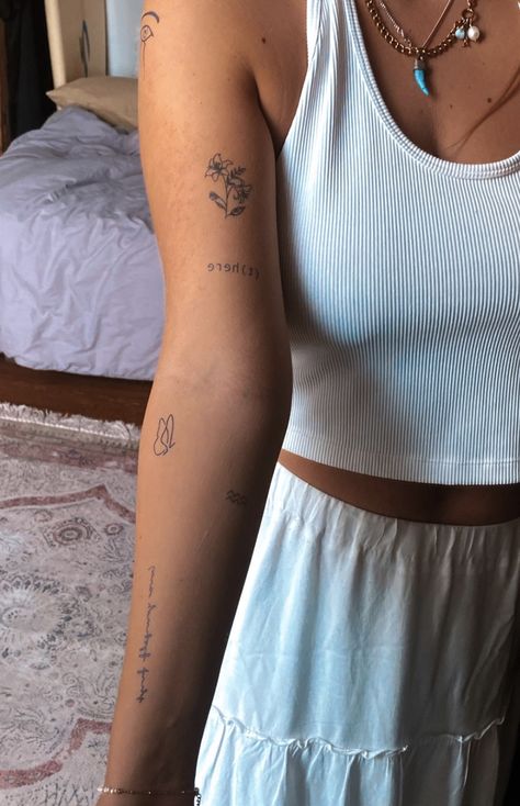 Dainty Tattoos For Women, Elegance Tattoo, Above Elbow Tattoo, Feminine Tattoo Ideas, Small Girly Tattoos, Quote Tattoos, Floral Tattoos, Elbow Tattoos, Petite Tattoos