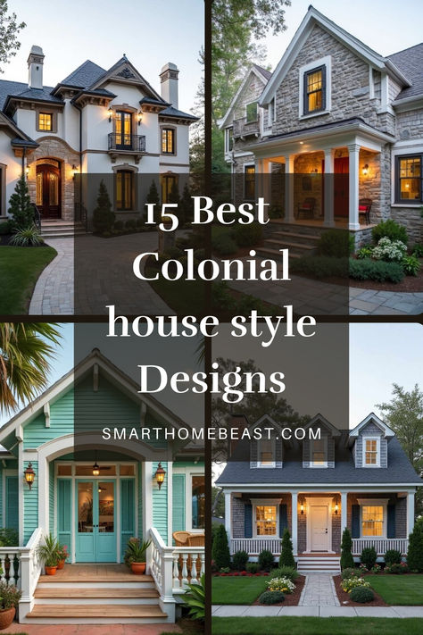 A collection of beautiful Colonial-style homes featuring classic exteriors, inviting porches, and symmetrical architecture, each with its unique charm and elegance. Colonial Style Exterior Makeover, Colonial House With Stone Accent, Side Hall Colonial Exterior, Garrison Colonial Portico, Modern Colonial Homes Exterior, Renovated Colonial Homes, Modern Colonial Style Interior, 1920s Colonial House Interior Design, Architecture Styles Of Homes