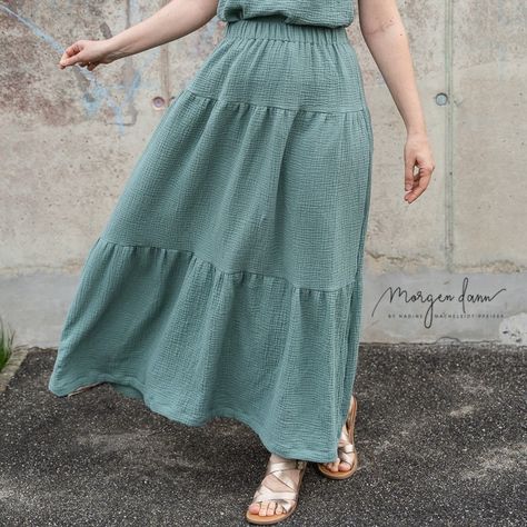 Tiered skirt free sewing pattern - Boho skirt Steffi 3 Tier Skirt Pattern, Tier Skirt Pattern, Diy Tiered Skirt, Skirt Patterns Sewing Free, Maxi Skirt Pattern Free, Long Skirt Sewing Pattern, Boho Skirt Pattern, Skirt Sewing Pattern Free, Maxi Skirt Sewing Pattern