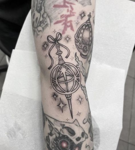 Madoka Magica Tattoo Ideas, Magical Girl Tattoo, Madoka Magica Tattoo, Think Tattoo, Sketch Style Tattoos, Gem Tattoo, Magic Tattoo, Kawaii Tattoo, Scarring