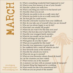 Journal Prompts 2022 — Rachel Greig March Journal Prompts, January Journal Prompts, March Journal, 2022 Journal, March Writing, Morning Journal Prompts, Gratitude Prompts, Morning Journal, Bullet Journal Key