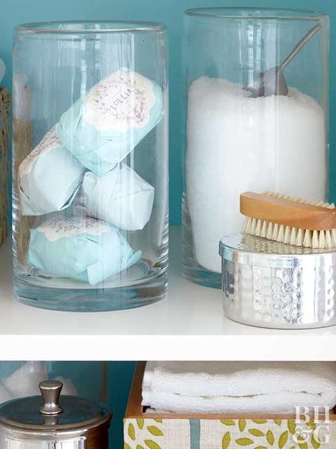 Creative Bathroom Storage Ideas, Salt Storage, Bathroom Furniture Storage, Container Ideas, Smart Bathroom, Bathroom Storage Solutions, Linen Cabinet, Small Bathroom Storage, Linen Closet