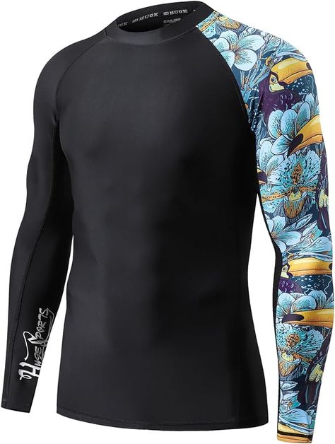 HUGE SPORTS Men's Splice UV Sun Protection UPF 50+ Skins Rash Guard Long Sleeves Sport Man, Rash Guard, Upf 50, Sun Protection, Diving, Tights, Long Sleeves, For Free, Sun