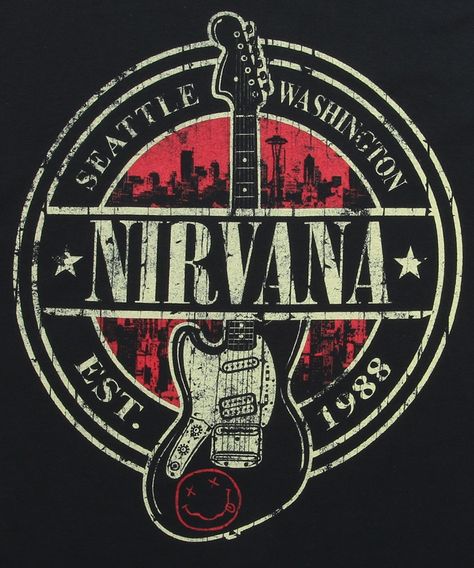 nirvana logo Nirvana Band, Band Logo, Nirvana, Electric Guitar, Guitar, Band, Red, Black