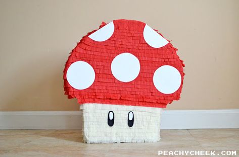 DIY Mario Mushroom Pinata Mushroom Pinata, Family Game Night Party, Scrabble Tiles Coasters, Homemade Pinata, Diy Playing Cards, Game Night Parties, Playing Card Holder, Diy Pinata, Mario Birthday