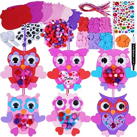 Heart Diy Crafts, Owl Valentines, Art Sets For Kids, Diy Valentines Decorations, Valentine Activities, Valentine Stickers, Owl Ornament, Owl Crafts, Owl Decor