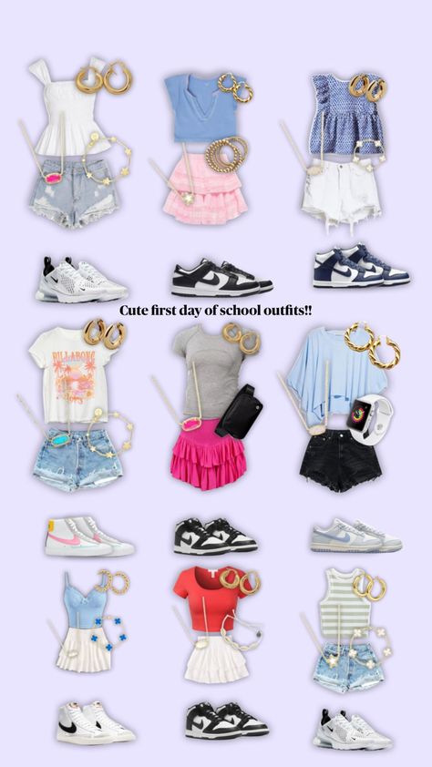 First day of school outfit inspo!! I wanna wear all of them 😭 #firstdayofschool #preppy #endofsummer #popular First Day Of School Outfit, End Of Summer, Preppy Outfits, School Outfit, First Day Of School, First Day, Outfit Inspo, How To Wear