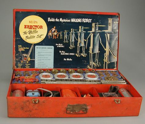 Gilbert Erector Set, Circa 1955 Walking Robot, Chemistry Kit, National Building Museum, Remote Control Robot, Erector Set, Science Toys, Construction Toy, Science Kits, Big Gifts