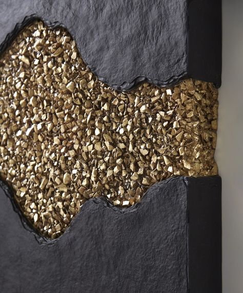 Geode Texture Wall Decor Black And Gold Wall Decor, Black And Gold Wall, Abstract Painting Diy, Rough And Smooth, Rough Luxe, Gold River, Gold Wall Decor, Canvas Art Projects, Textured Panels