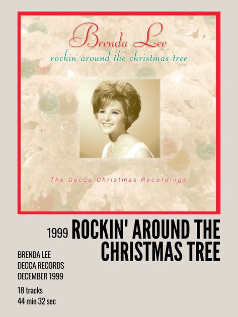 minimal aesthetic holiday polaroid christmas album poster for rocking around the christmas tree by brenda lee Christmas Songs Album Covers, Christmas Album Covers Aesthetic, Polaroid Christmas, 1950 Christmas, 80's Aesthetic, Darlene Love, Rocking Around The Christmas Tree, Rockin Around The Christmas Tree, Christmas Tree Costume