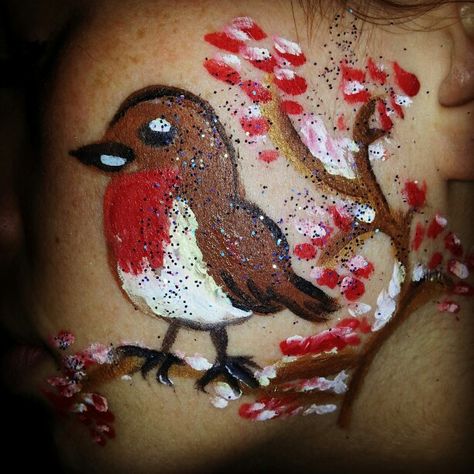 Christmas Robin face art Christmas Face Painting, Christmas Concert, Robin Bird, Face Art, Face Painting, Watercolor Tattoo, Face Paint, Tattoos, Christmas