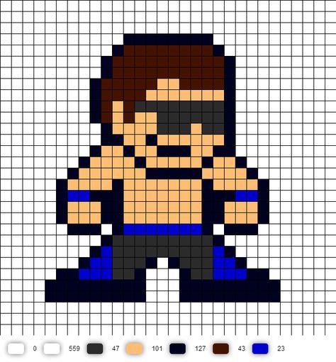 Johnny Cage Mortal Kombat 2 Perler Bead Pattern MK2 Hammer Beads, Marvel Cross Stitch, Beads Projects, Wonder Man, Stitch Character, Perler Art, Johnny Cage, Perler Bead Templates, Marvel Drawings