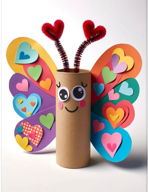 Paper Tube Butterfly Craft Butterfly Craft, Toilet Paper Crafts, Toddler Arts And Crafts, Preschool Arts And Crafts, Aktivitas Montessori, Animal Crafts For Kids, Paper Roll Crafts, Daycare Crafts, Diy Crafts For Kids Easy