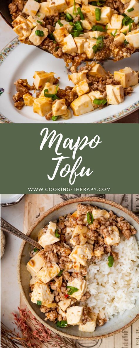 A quick and simple mapo tofu recipe that you can have on the table in 30 minutes. It has ground beef, silken tofu, and a mildly spicy sauce. Pork Tofu Recipe, Mapo Tofu Recipe Easy, Silken Tofu Recipes, Cooking Therapy, Mapo Tofu Recipe, Tofu Recipes Easy, Blogger Ideas, Ground Pork Recipes, Chinese Recipe