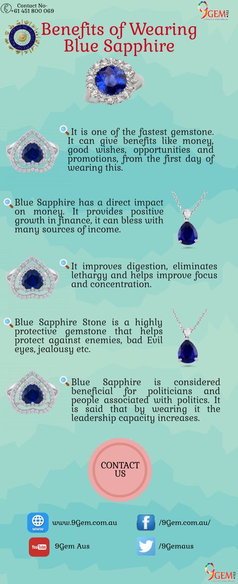 Blue Sapphire or Neelam gemstone is a very useful stone in astrology to overcome various health-related issues. You can wear blue sapphire stone in the form of the ring, pendant, bracelet or any type of jewelry. If this stone suits good for one, it brings happiness into your life. Benefits Of Wearing Blue Sapphire, Neelam Stone, Planet Saturn, Signs Astrology, Ceylon Blue Sapphire, Info Graphic, Blue Sapphire Gemstone, Gemstone Meanings, Zodiac Signs Astrology