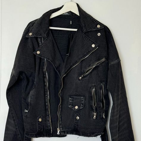 Amiri Denim Jacket. New With Tags Punk Denim Jacket, Punk Outfits, Black Denim Jacket, Grunge Outfits, Jacket Style, Leather Fashion, Black Denim, Aesthetic Clothes, Mens Jackets