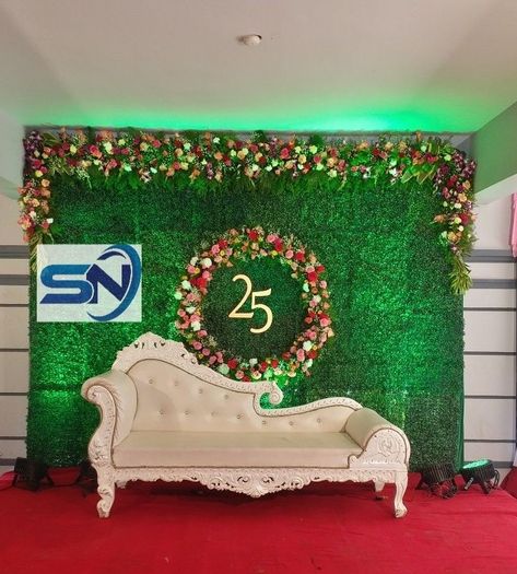 Beautiful 25th marriage anniversary flower decor...... Make your day memorable with Swanissi events #flowerdecoration#Anniversarydecor#engagementdecor#eventmanagement#eventsbyswanissi#Haldidecor#weddingdecor# Flower Decoration For 25th Anniversary, 25th Anniversary Images, Anniversary Background Decoration, Simple 25th Anniversary Decorations, 50th Anniversary Stage Decoration, 25th Anniversary Flower Decorations, 25th Anniversary Stage Decoration, 25 Aniversary Decoration Indian, Anniversary Stage Decoration