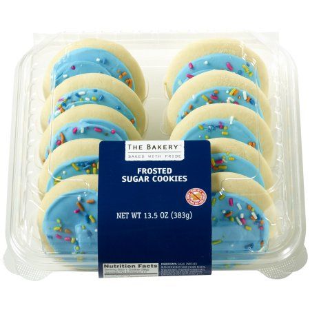 The Bakery at Walmart Frosted Sugar Cookies, 13.5 oz Walmart Sugar Cookies, Walmart Cookies, Walmart Bakery, Butterfly Snacks, 90s Food, Lofthouse Cookies, Frosted Sugar Cookies, Shopping Food, Blue Cookies