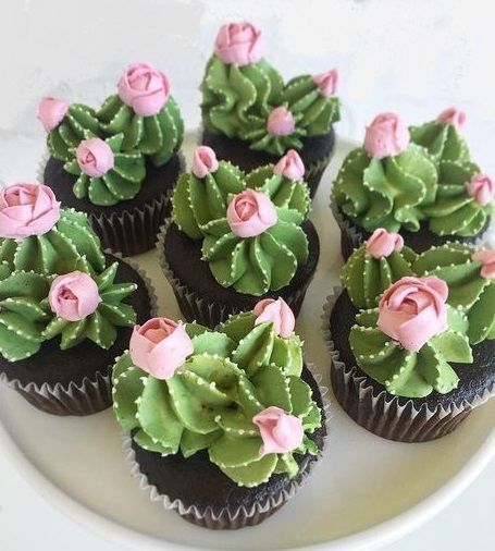 Cactus Cupcakes, Cupcakes Design, Succulent Cupcakes, Succulent Cake, Cactus Cake, Cupcake Cake Designs, Cactus Party, Chocolate Nutella, Cupcake Designs