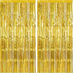 2 Pack Gold Backdrop Birthday Decorations Foil Curtain Backdrop Gold Streamers Dance Party Decorations Photo Booth Props for Bachelorette Decorations Christmas Halloween New Years Eve Party Supplies Foil Curtain Backdrop, Gold Streamers, Dance Party Decorations, Photo Booth Setup, Streamer Party Decorations, Christmas Photo Booth Backdrop, Baby Shower Party Themes, Curtain Backdrop, Streamer Backdrop