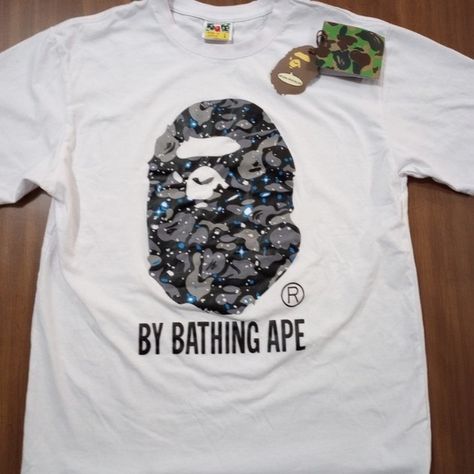 Bape shirt Bape Ape, Bape T Shirt, Bape Shirt, Film Fashion, Big Tshirt, Bathing Ape, Cool Fits, A Bathing Ape, White Tee