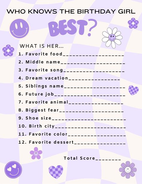 Who Knows the Birthday Girl Best + Would She Rather Bundle Girly Slumber Party Ideas, Birthday Games Who Knows Me Best, Bff Birthday Party Ideas, 13 Birthday Activities, Birthday Games For Girls Party, 12tg Birthday Party Ideas, 13 Birthday Sleepover, Birthday Theme Ideas 13, 10th Birthday Party Activities