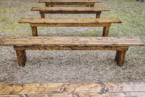 Diy Wedding Benches, Wedding Bench Seating, Wedding Benches, Primitive Wedding, Wedding Bench, Diy Bench Seat, Summerville Sc, Farmhouse Bench Diy, Wood Bench Outdoor