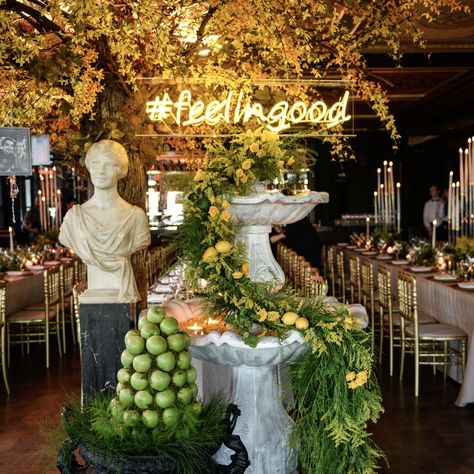 Feelin good... #engagement #lemon #yellow #decor #decoration #wedding #babyshowerideas #party #design Medusa Theme Party, Ancient Greece Party Decorations, Gods And Goddesses Prom Theme, Greek Themed Engagement Party, Greek Goddess Bachelorette Party, Grecian Wedding Decor, Greek Goddess Party Decorations, Italian Prom Theme, Diy Greek Mythology Decor