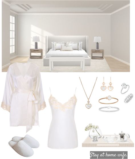 Stay at home wife. ✨👑💅🏻 outfit ideas | Dyptique Candles, Stay At Home Wife, Bed Table, Oval Engagement, Outfit Maker, Outfit Shoplook, Tennis Bracelet Diamond, Stay At Home, Black Heart