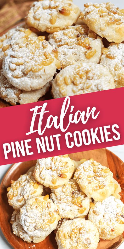 Pine Nut Cookies or Italian Pignoli Cookies are the perfect blend of a satisfactory crunch paired with a chewy inside and have a beautiful nutty flavor. Italian Pignoli Cookies, Pinenut Cookies Recipes For, Peppernut Cookies Recipe, Pignoli Cookies Recipe Italian, Italian Nut Horn Cookies, Pinole Cookies, Italian Pine Nut Cookies, Pine Nuts Recipes, Nutty Cookies