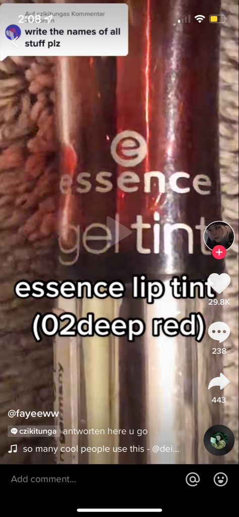 Lip Tint, Voss Bottle, Makeup Looks, Essence, Lips, Writing, Makeup, Make Up, Make Up Looks