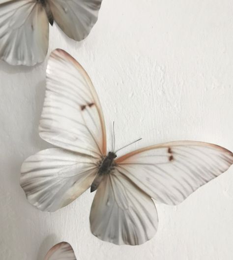 Cream Butterfly, Elegant White Luxury Butterfly Necklace, Three White Butterflies, Beige Aesthetic Butterfly, Butterfly Neutral Aesthetic, Butterfly Bedroom, 3d Butterfly Wall Art, Cream Tones, 3d Butterflies