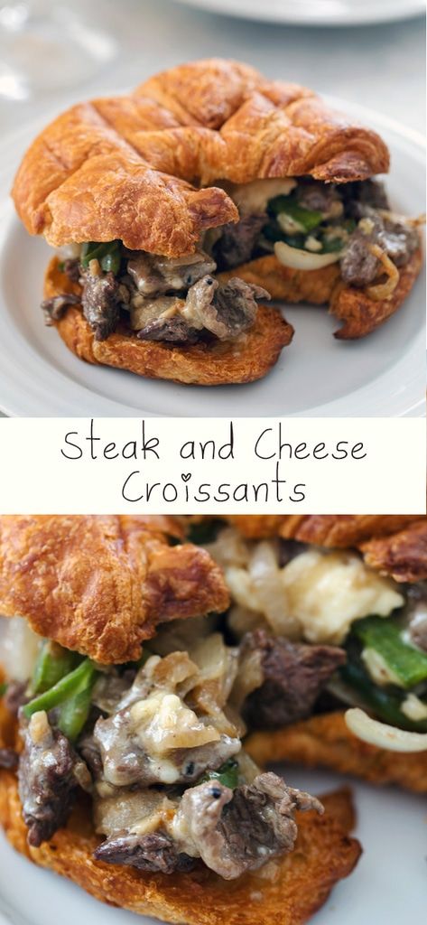 Steak And Cheese Croissant, Stuffed Croissants, Steak And Cheese, Fun Foods To Make, Steak Breakfast, The Perfect Steak, Cheese Croissant, Croissant Sandwich, Croissant Breakfast