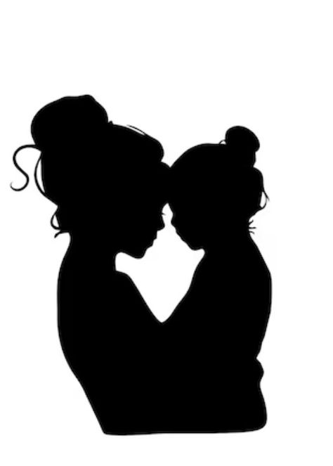 Mother Daughter Silhouette, College Canvas Paintings, Sister Clipart, Bride And Groom Silhouette, Mom Clipart, Friends Clipart, Bunny Painting, 4 Tattoo, Mother Daughter Tattoos