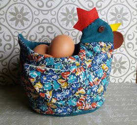 Three Stories High: A Sewn Egg Basket Quilted Chicken Egg Basket, Fabric Chicken Basket Pattern, Fabric Chicken Egg Basket Pattern, Chicken Egg Basket Pattern, Chicken Basket Sewing Pattern Free, Chicken Egg Basket, Basket Sewing Pattern, Chicken Basket, Sewing Club