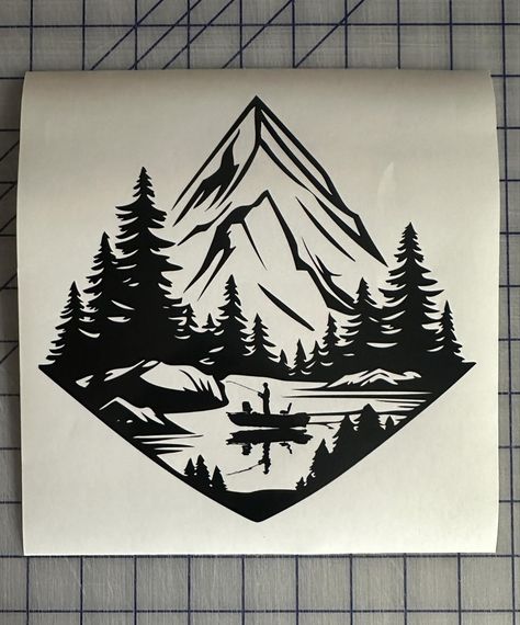 Fisherman Decal inspired by Colorado’s Rocky Mountains #fisherman #fishing #fishingdecal #outdoorsman #rockymountains #colorado Adventure Decals, Cornhole Board Decals, Jeep Car, Fishing Decals, Custom Vinyl Stickers, Cornhole Board, Custom Vinyl Decal, Mountain Scene, Cornhole Boards