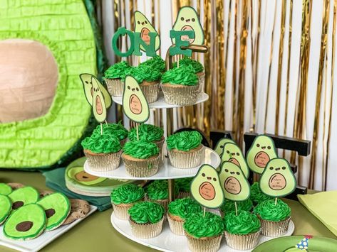 Avocado Birthday Party, Food Decoration Ideas, Felt Avocado, Avocado Theme, Avocado Birthday, First Birthday High Chair Banner, First Birthday Party Ideas, Theme First Birthday, Avocado Baby