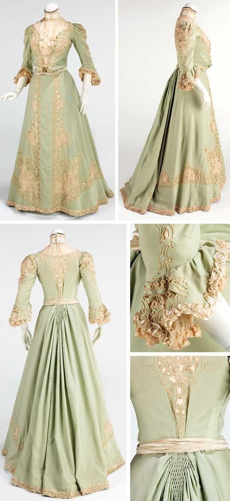 Promenade dress, American, ca. 1903. Wool and silk. Metropolitan Museum of Art Edwardian Clothes, Promenade Dress, Historical Gowns, Period Clothing, 20th Century Fashion, Edwardian Dress, History Fashion, Old Dresses, Victorian Clothing