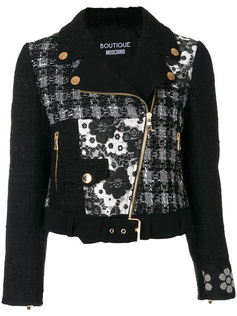 Moschino Jacket, Rider Jacket, Patch Jacket, Jackets Black, Riders Jacket, Boutique Moschino, Patches Jacket, Sportswear Brand, Biker Style