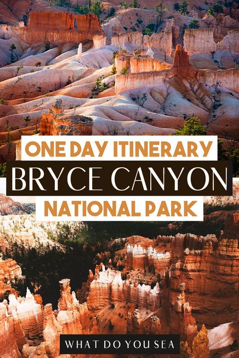 Spend one perfect day in Bryce Canyon with the most scenic hikes, Navajo Loop, Peek-a-boo Loop, Queen's Garden Trail, and iconic viewpoints like Bryce Point, Sunset Point, Sunrise Point, and more! Included with this Bryce Canyon itinerary is a free, downloadable map! Add this itinerary to other popular road trip destinations like Zion National Park, Capitol Reef National Park, Arches National Park, and Canyonlands National Park! #brycecanyon #utah Best Hikes In Bryce Canyon National Park, Bryce Canyon Hikes, Bryce National Park, Utah National Parks Road Trip, National Park Itinerary, Utah Vacation, Utah Road Trip, National Park Vacation, National Park Road Trip