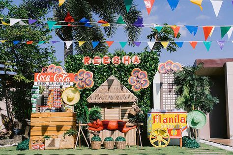 Philippines Fiesta Decorations, Buwan Ng Wika Decorations, Filipino Booth Ideas, Fiesta Theme Party Filipino Backdrop, Pista Sa Nayon Themed Party, Pinoy Themed Birthday Party, Pista Sa Nayon Decoration, Philippine Christmas Decorations, Pinoy Fiesta Theme Party Decorations